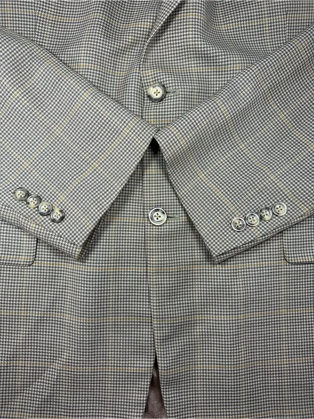 Vintage Oscar De La Renta Wool Glen Plaid Blazer 46L Quiet Luxury Sport Coat